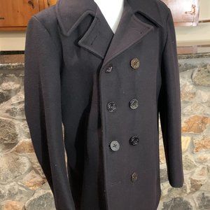 Black Wool Traditional Men Peacoat